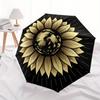 Gold Sonnenblume - Einzigartiges Blumendesign für Handys, Laptops oder Autos!Regenschirm, Tragbarer 3-fach Regenschirm für Damen & Herren, Weihnachtsgeschenk ES87
