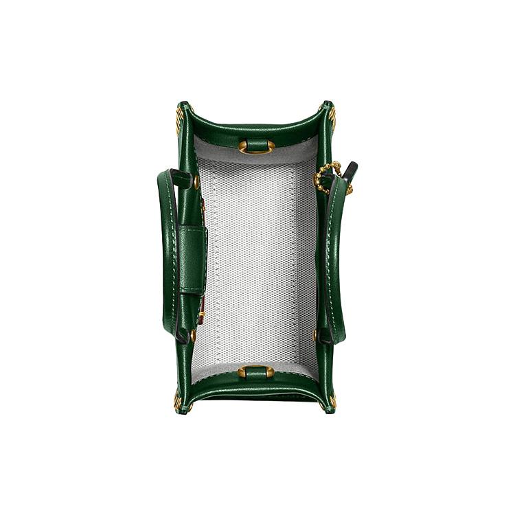 New COACH Cashin Cow Leather Tote Bag, Shopping Bag, Handbag, Shoulder Bag, Crossbody Bag Mini Women's Green CC385-B4CZS