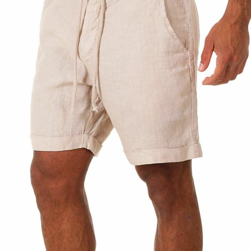 Mens Summer Fashion Mens Linen Shorts Cotton Beach Short New Wild Leisure Loose Solid Cargo Shorts for Men Sweatshorts