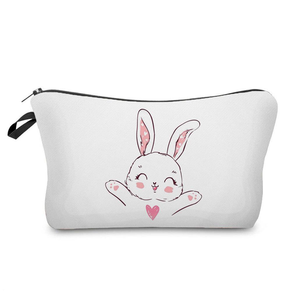 Women Rabbit Print Cosmetic Bag Toiletries Organize Travel Storage Case  6412 KTB
