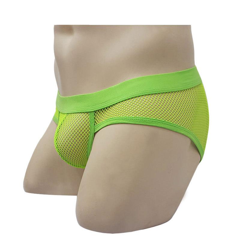 Men's Triangle Underwear Mesh Breathable Low Waist Transparent Underwear Solid Color Underwear
