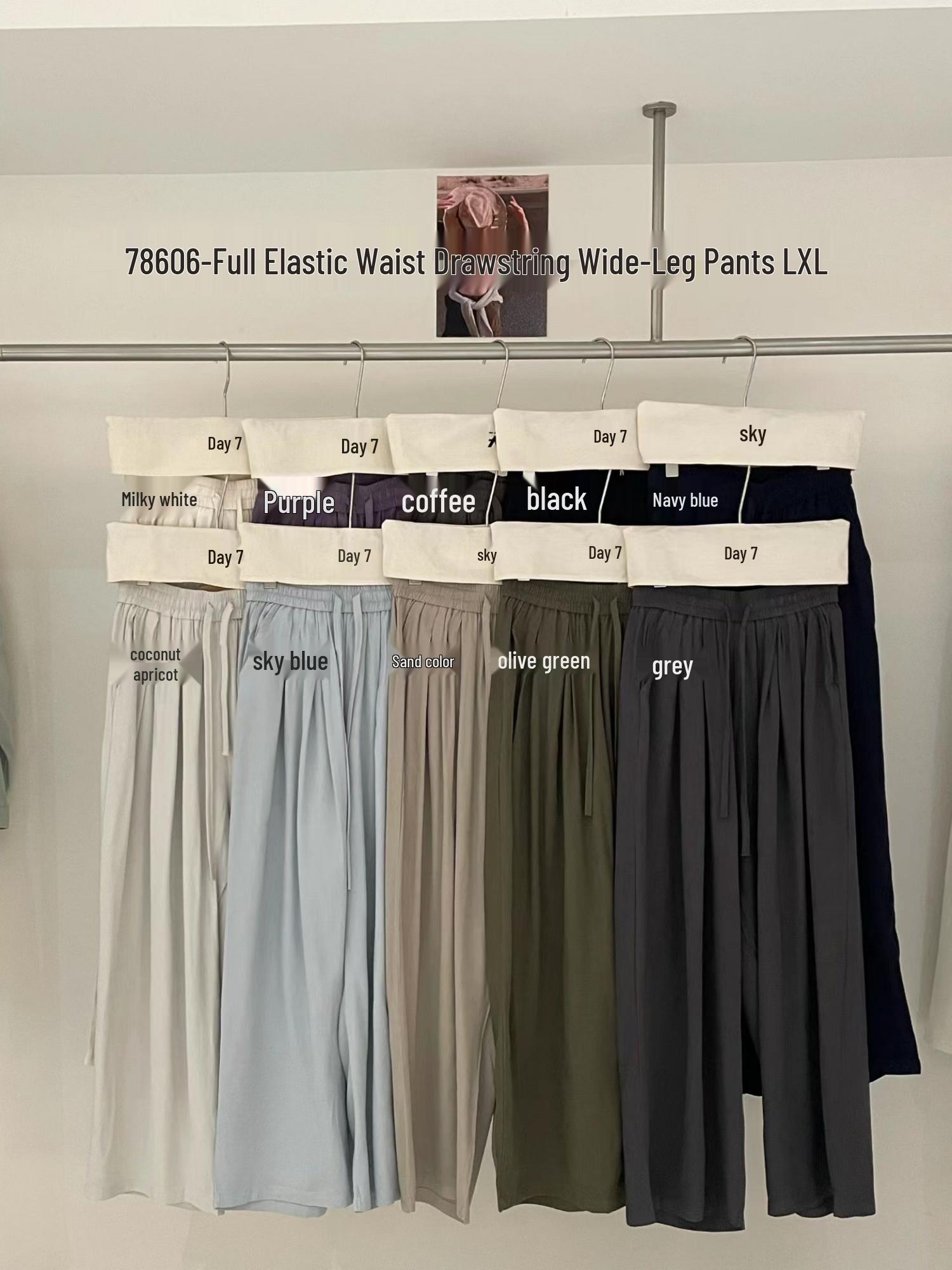 

Women s Spring/Summer Plus Size Korean Style Wide-Leg Drawstring Pants XL небесно-голубой
