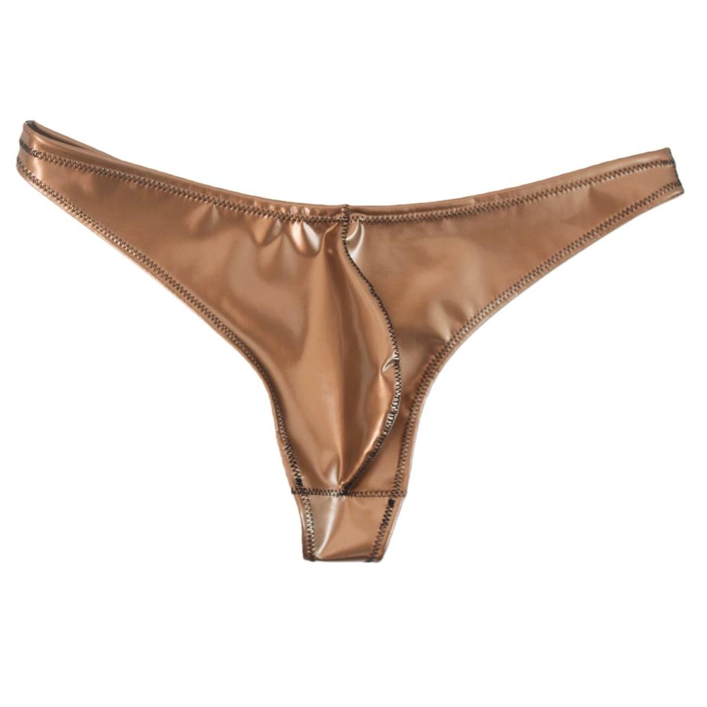 Sexy Men Plus Size Latex Pvc Shiny Hot Short Convex U Pouch G-String Fashion Underwear Tights Lingeries Pu Stage Briefs