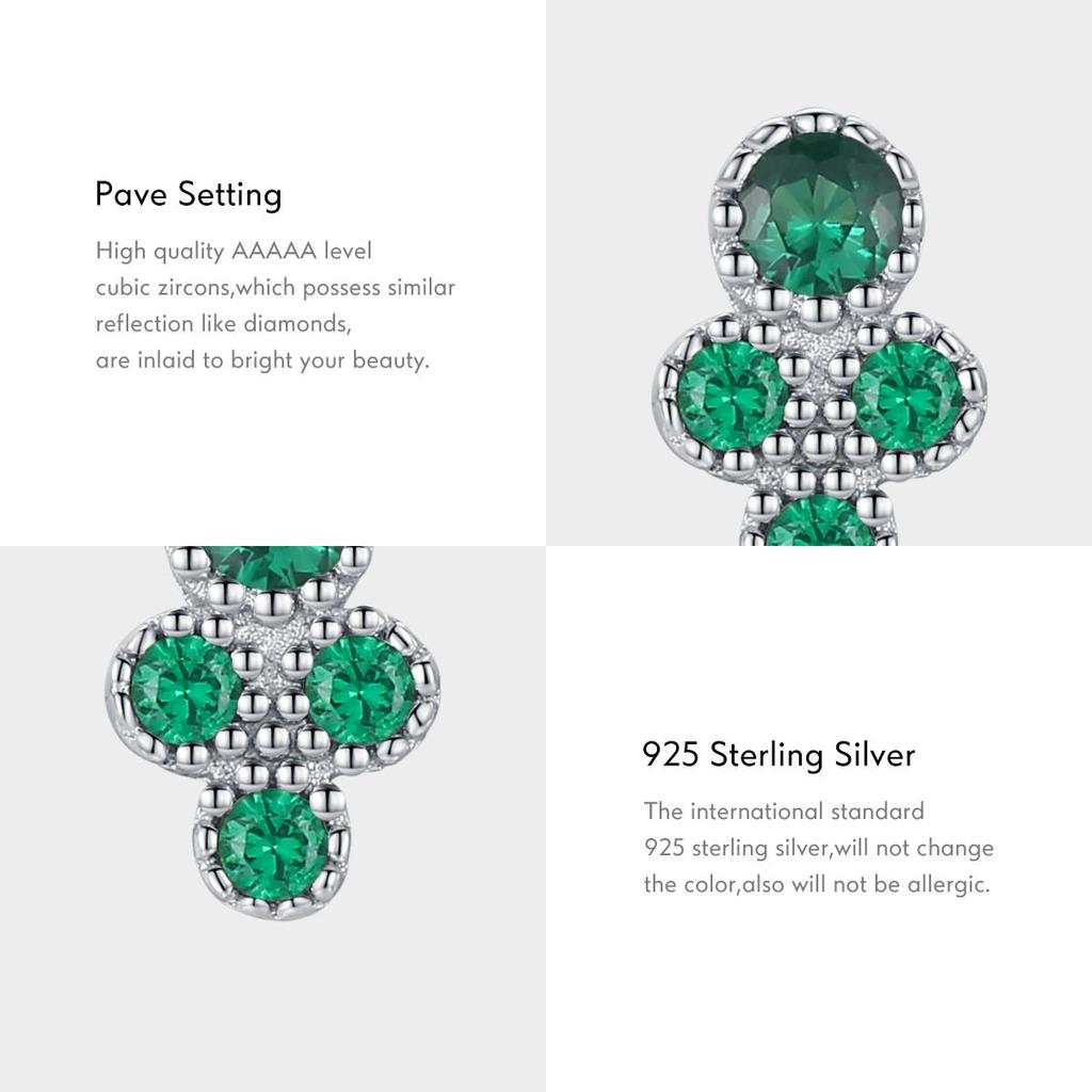 MODIAN Real 925 Sterling Silver Cute Mini Tiny Small Vintage Green Stud Earrings For Women Pave Setting CZ Fine Jewelry Gift