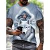 T-shirt Homme Imprimé 3D Animal Loup Motif HD Décontracté Manches Courtes Vêtement d'Été d'Extérieur Homme Haut Pull Manches Courtes