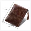 Mens and Women Retro Real Leather Zipper Wallet Card Holder Small Coins Keys Pocket Money Storage Pouch with Chain Key-ring