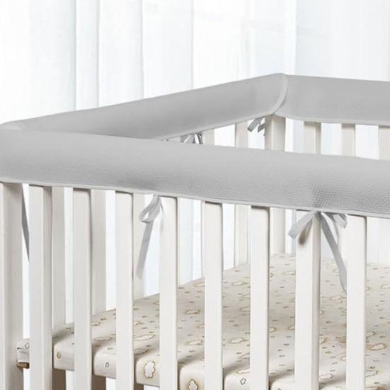 1 Set Breathable Mesh Crib Rail Cover, Soft Baby Teething Protector for Crib Rails, Thick Pad for Toddler Bed, Edge Guard for Nursery