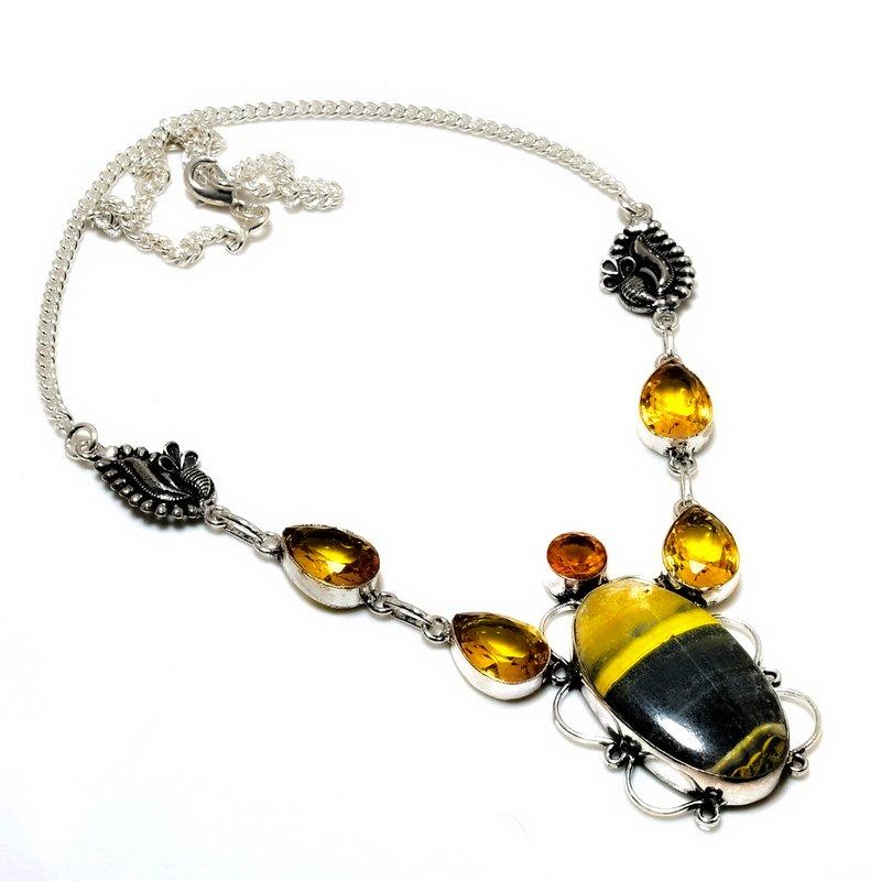 

Ювелирное ожерелье с цитрином и яшмой шмеля 925 пробы, посеребренное, 18 дюймов