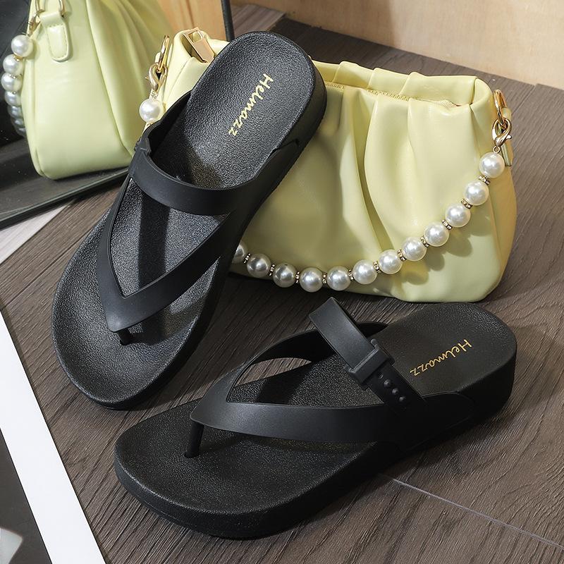 

Летние женские повседневные плоские тапочки сандалии женские ПВХ пляжные туфли женские шлепанцы обувь 40 чёрный