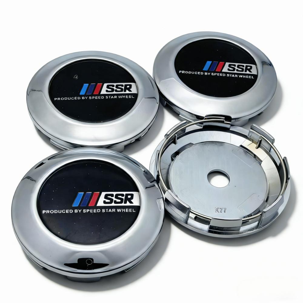 4pcs 77MM Clips 72MM SSR Logo Badge Emblem Car Wheel Center Caps Rim Hubcaps Cover Wheels Hub Dust Cap Replace Car Accessories