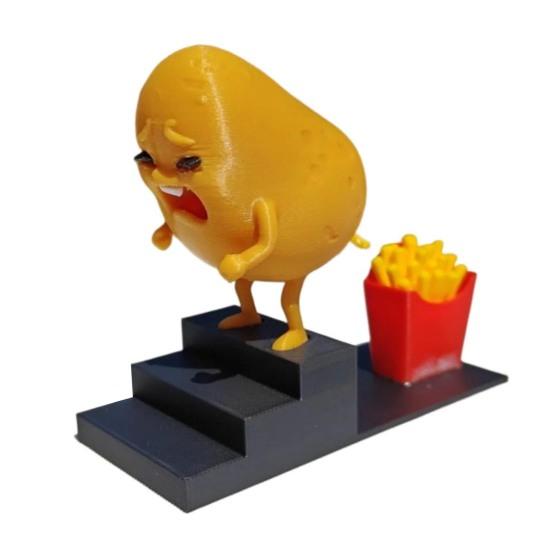 Pooping Potato Figurine 3D Printed Potato Become French Fries Ornament Desktop Potato And Fries Decoration Prank Gift for Fries Lovers