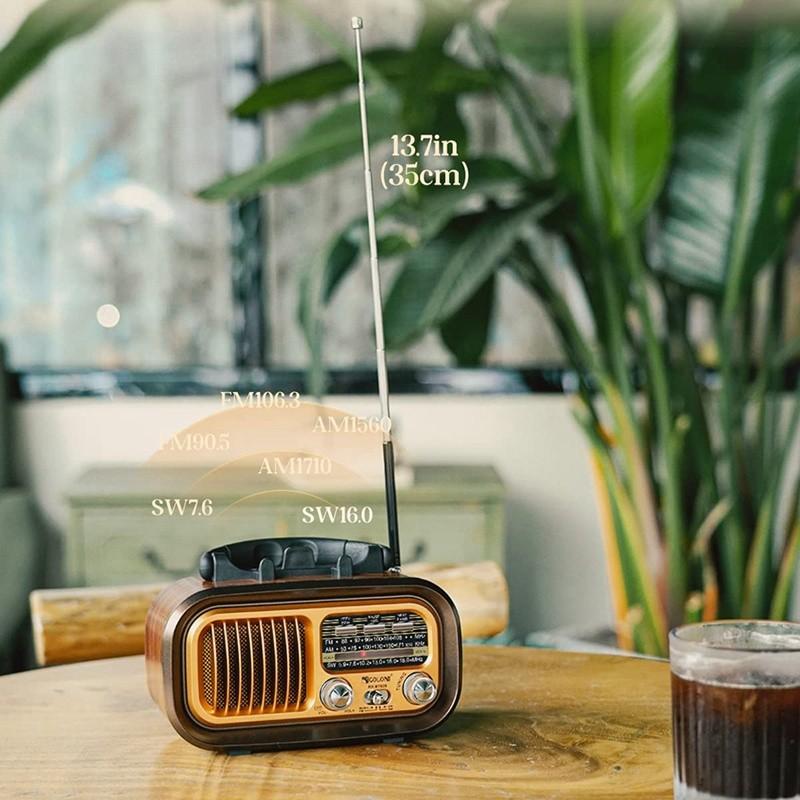 Classic Retro FM/AM/SW Radio Portable Full Band Radio Receiver Wireless Bluetooth Speaker MP3 Player Support USB/TF Card