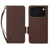 For iPhone 17 Pro Case with Wrist Strap Litchi Texture PU Leather Wallet Phone Cover