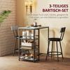 3-Piece Dining Set with Bar Table and 2 Chairs, Small Kitchen Set with Side Shelves, MDF, Metal, Black