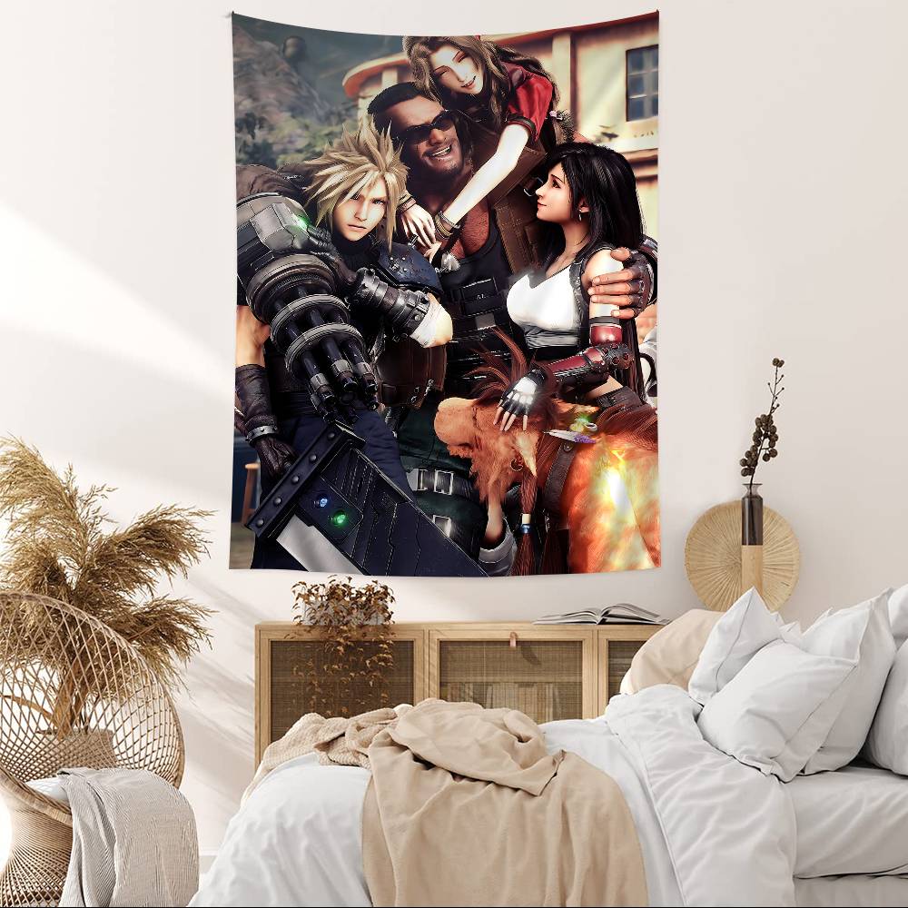 Final Fantasy Series Gaming Anime Tapestry Hippie Flower Wall Carpets Dorm Decor Wall Hanging Home Decor