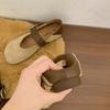Women's Suede Leather Shoes Autumn Fashion Vintage Belt Buckle Single Shoes Lightweight Fashion Leopard Non Slip Mary Jane Shoes