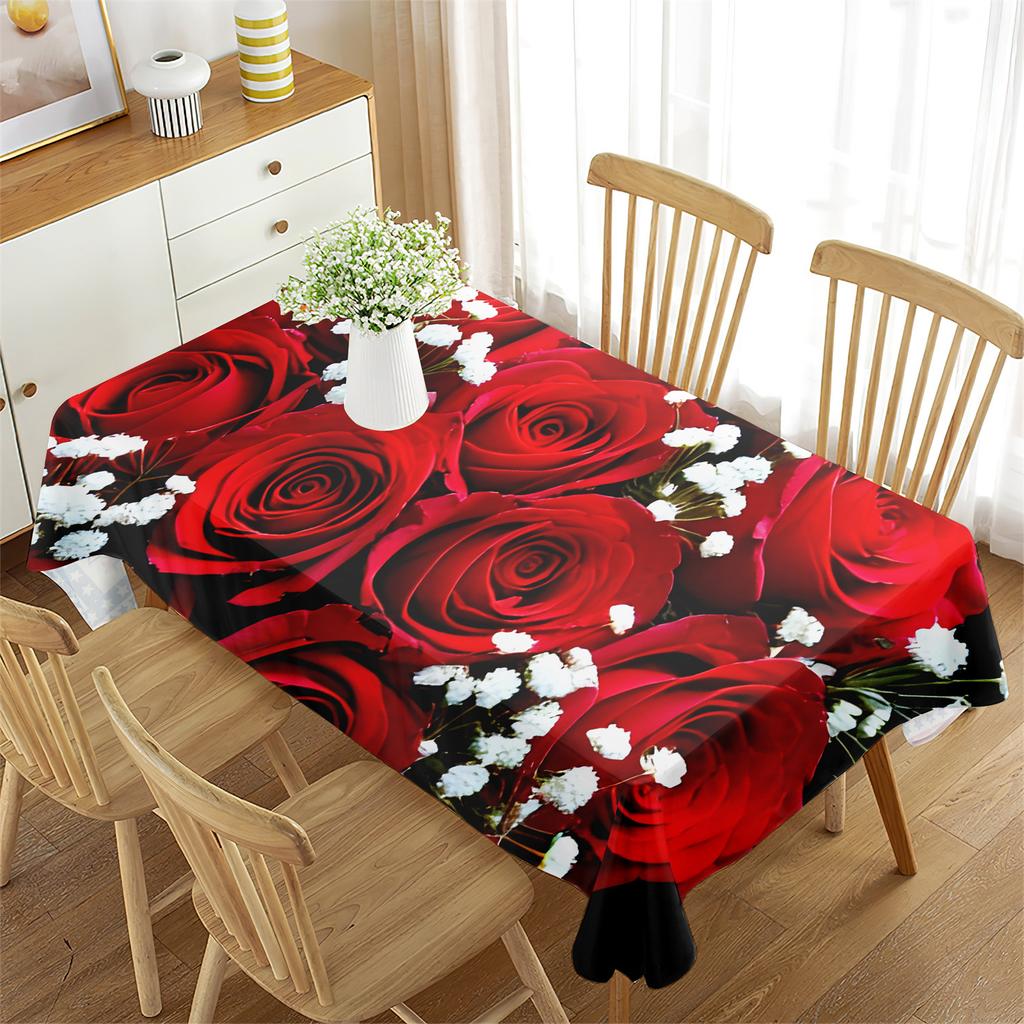 New Dining Table Cloth Tablecloth Waterproof Valentine's Day Red Rectangular High-end Decorative Tablecloth Holiday