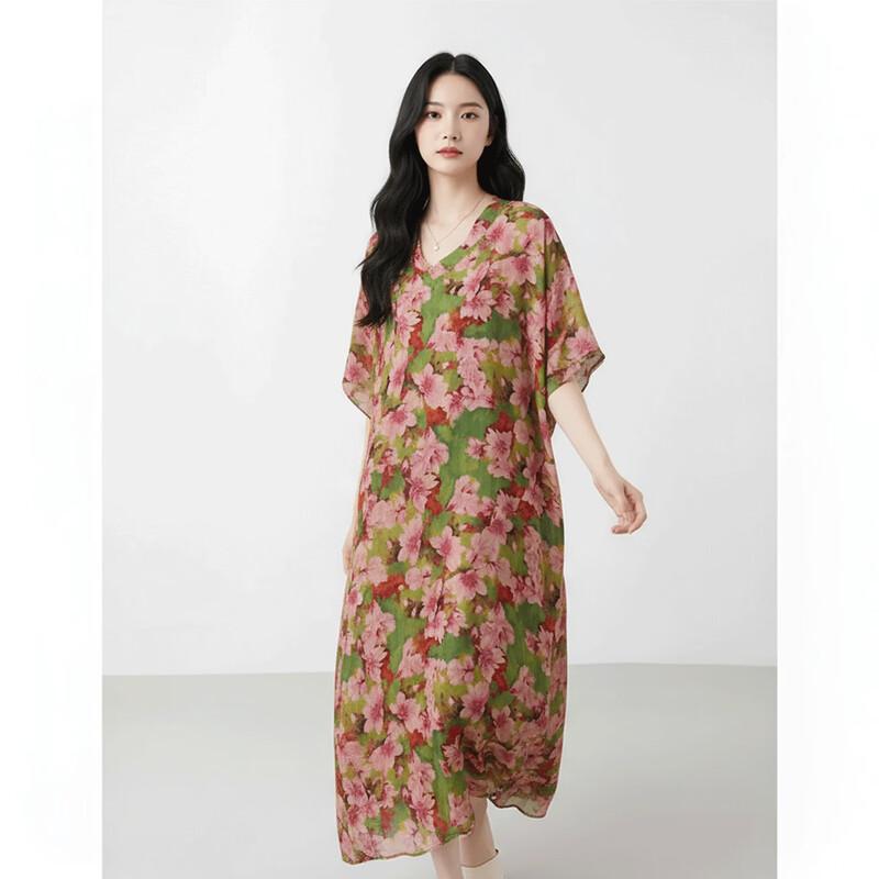 Aiyilian Women s Summer Loose Retro Printed Dress