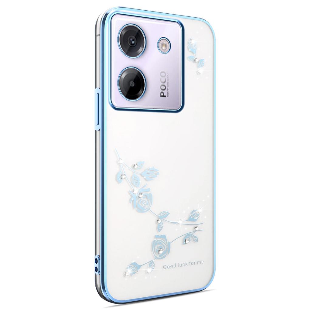 KADEM Für Xiaomi Poco M7 Pro 5G Hülle Blume Strass Dekor Galvanisiertes TPU Handyhülle