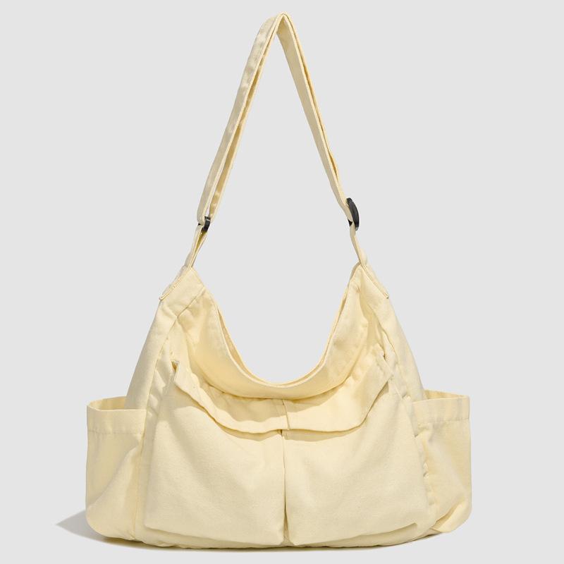 Literary canvas bag, female casual mailman bag, large-capacity shoulder messenger bag, male student class tote bag