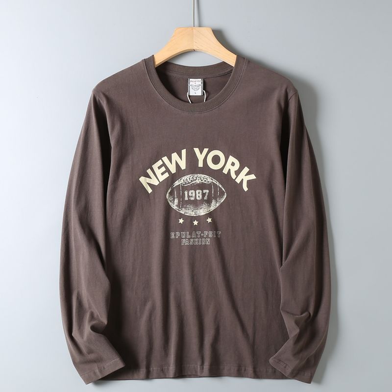 Original Export Surplus Cotton Brushed Digital Print Autumn/Winter Soft Round Neck Casual Long-Sleeve T-Shirt Base Shirt for Men