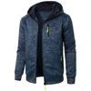 Men Fall Winter Coat Hooded Long Sleeves Elastic Cuffs Jacquard Knitted Cardigan Zip-up Solid Color Sport Jacket