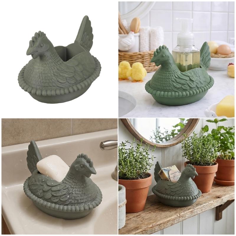 Decorative Chicken Soap Dispenser Holder Plastic Plant Pot Hen Planter For Farmhouse Bathroom Countertop Decoration