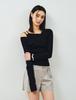 MONGDOL [Set] Boat Neck Layered Ribbed T-Shirt Black Mdts087Black