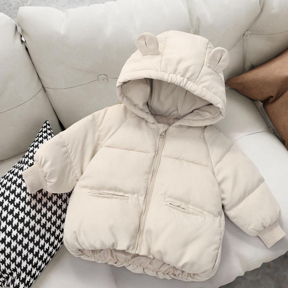 

Новая хлопковая куртка с капюшоном для младенцев и детей - Толстая, модный корейский стиль 100cm слоновая кость
