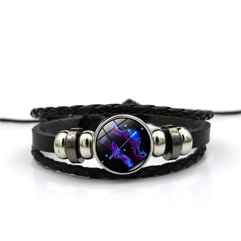 12 Constellation Time Gem Bracelet for Men and Women, Birthday Gift Trend Hand-woven Beaded Bracelet Personalized Jewelry