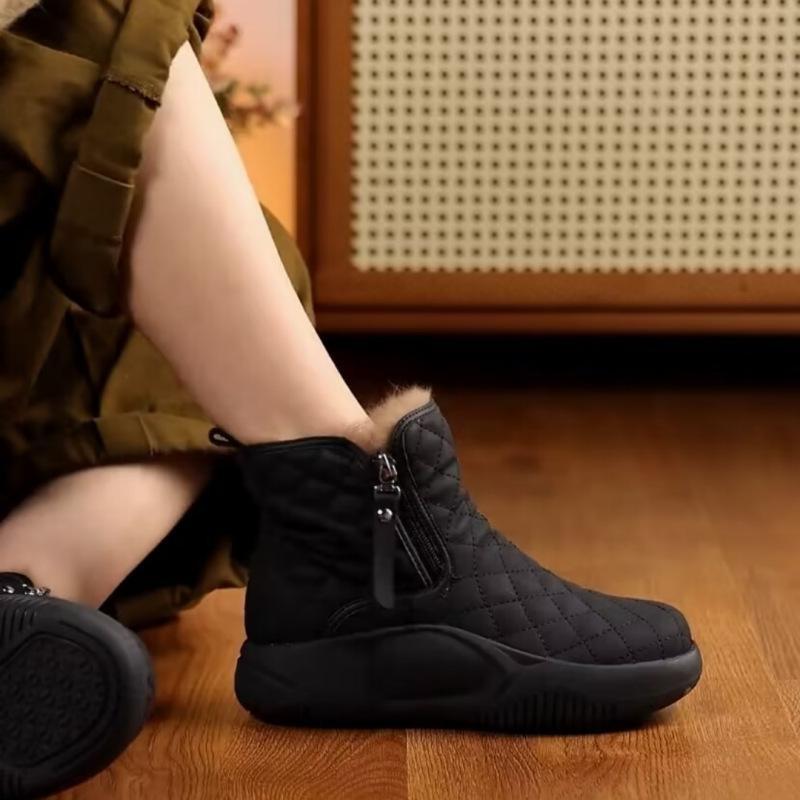 Snow Boots Womens Winter Ankle Boots Ladies Warm Fur Lined Booties Thickening Shoes Zip Flat Sneakers Outdoor Booties