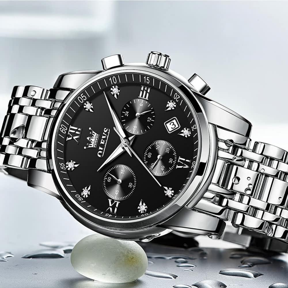 Iqiyi Men S Quartz Waterproof Analog buSineSS Metal Band Black Watch