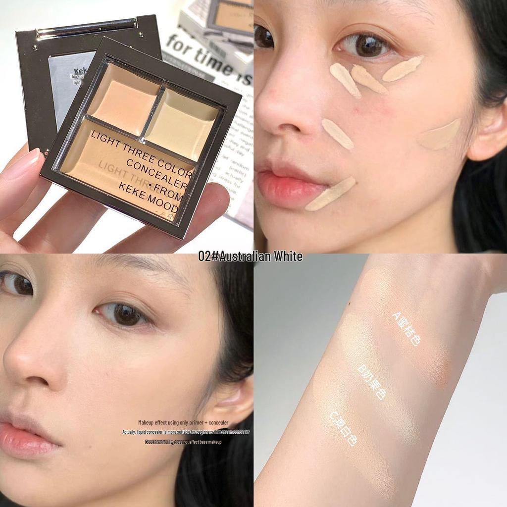 Palette Correcteur 3 Couleurs Kekemood: Couvre les taches, l'acné, les cernes; Illumine, Sculpte; Maquillage Naturel & Polyvalent.
