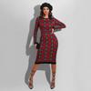 H208 European Spring/Autumn Women's Long Sleeve Irregular Print Dress