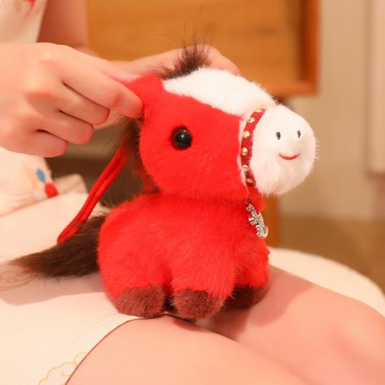 Realistic Pony Plush Keychain Soft Stuffed Animal Zodiac Lucky Horse Bag Charm Year of The Horse 2026 Birthday Xmas Gift