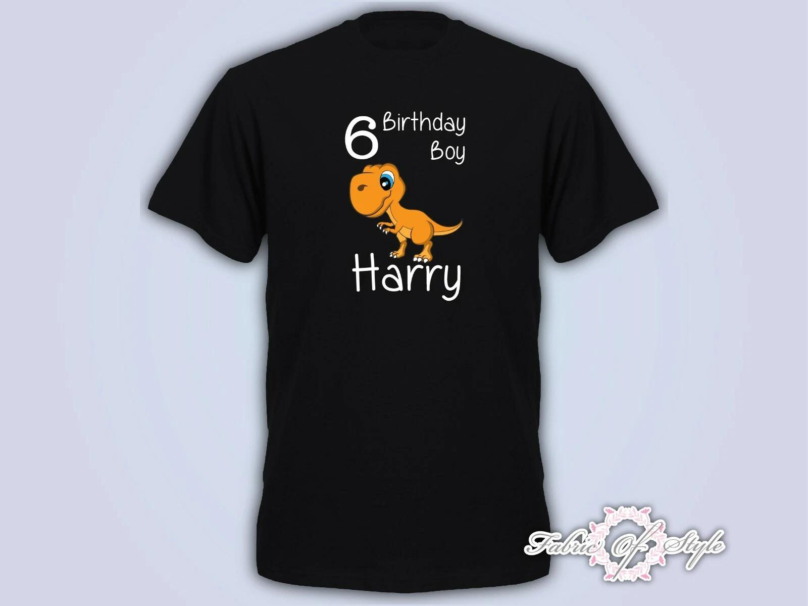 Personalised Birthday Any Name Age Dinosaur Boy Gift Present T- Shirt kids Black 4XL