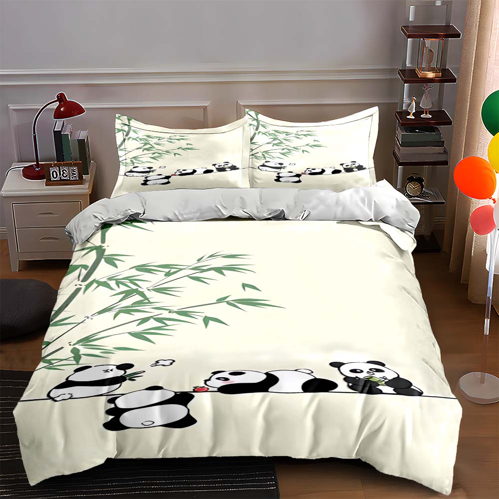

Pandas bamboo accents Bedding Duvet cover sets Duvet covers Pillowcases gifts (1 * Duvet Cover 2 * Pillowcases, without duvet insert) 135x200cm