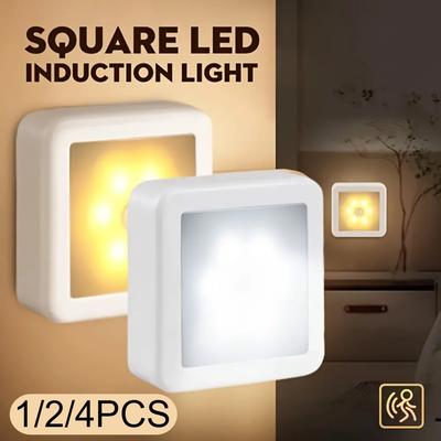 Smart LED Night Light with Motion Sensor - Battery-Powered, Warm White Light, Indoor Wall-Mounted for Bedroom, Corridor