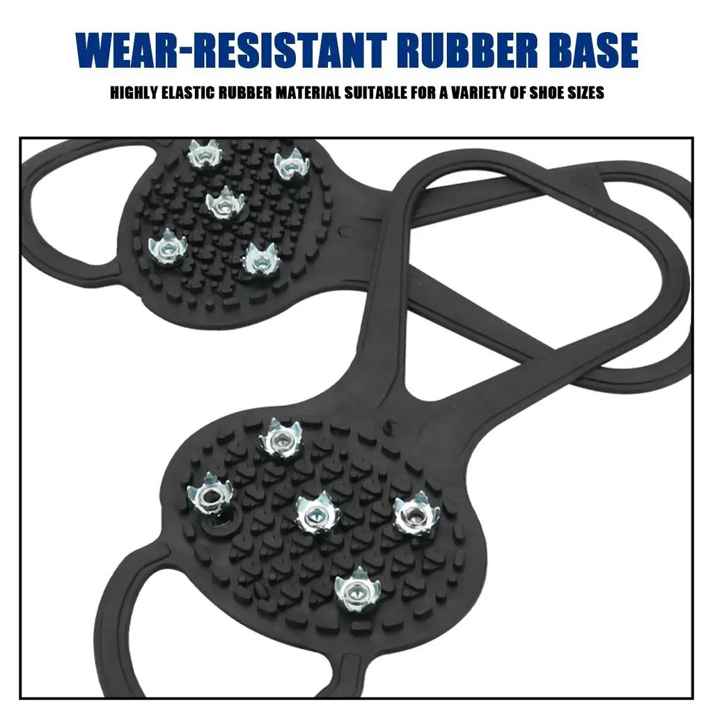 1 Pair 5 Studs Anti-Skid Ice Snow Camping Walking Shoes Winter Safety Boots Universal Professional Climbing Crampons 5/24 Teeth