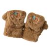 Cute Capybara Plush Gloves Half Finger Flip Cover Fleece Lined Thickened Riding Warm Winter Touchscreen Compatible Student