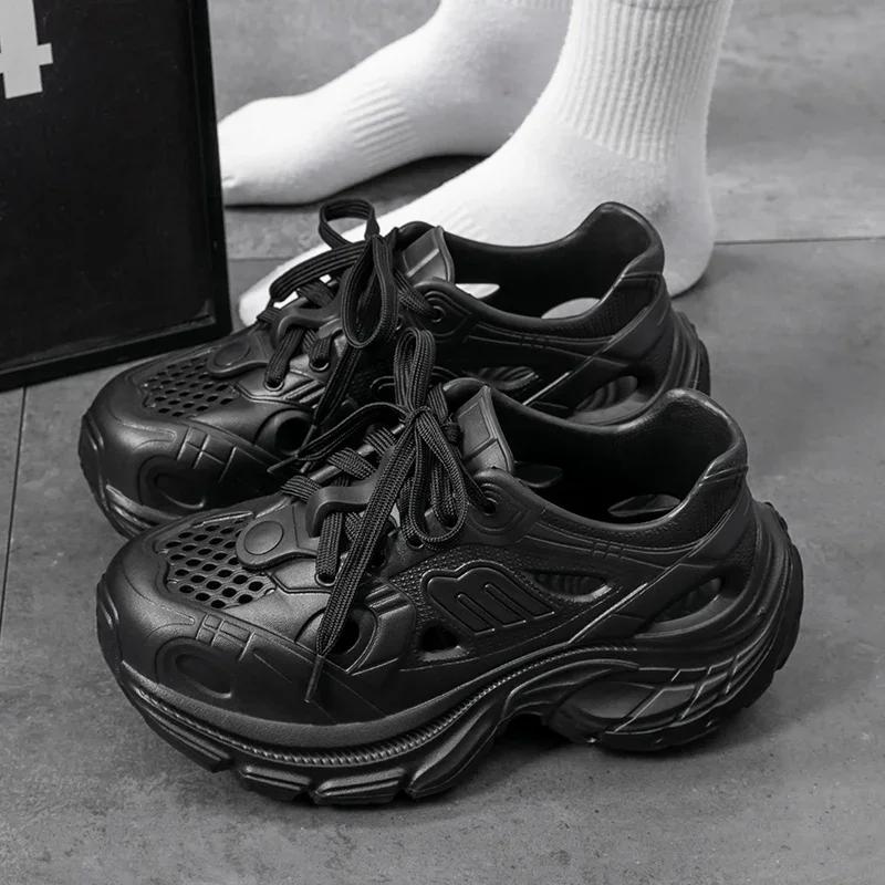 

2025 Лето Новая Мода Дышащие Массивные Кроссовки Женские ЕВА Нескользящие Платформенные Ботинки для Брода Женская Уличная Толстая Подошва Спортивная Обувь 41 чёрный