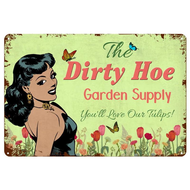 Sometimes I Wet My Plants Dirty Hoe Metal Tin Sign Wall Poster Plaque Vintage Iron Painting Decoration for Home Cafe Garden C