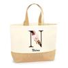Beach Tote Bag - PLANETEE - Naïma Letter Flower - Natural Jute - Multicolored - Made In France