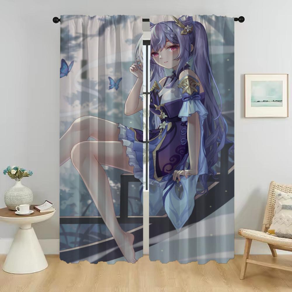 

Кухонные шторы для спальни Genshin Impact Элегантные шторы для комнаты 2 шт. Разделительная оконная штора для украшения Хэллоуина W50xH70cmx2pcs