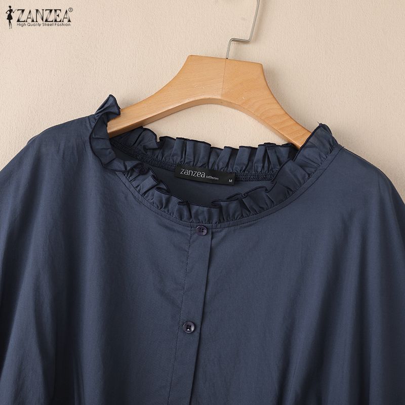 ZANZEA Bluză lejeră casual cu gât rotund și mâneci 3/4