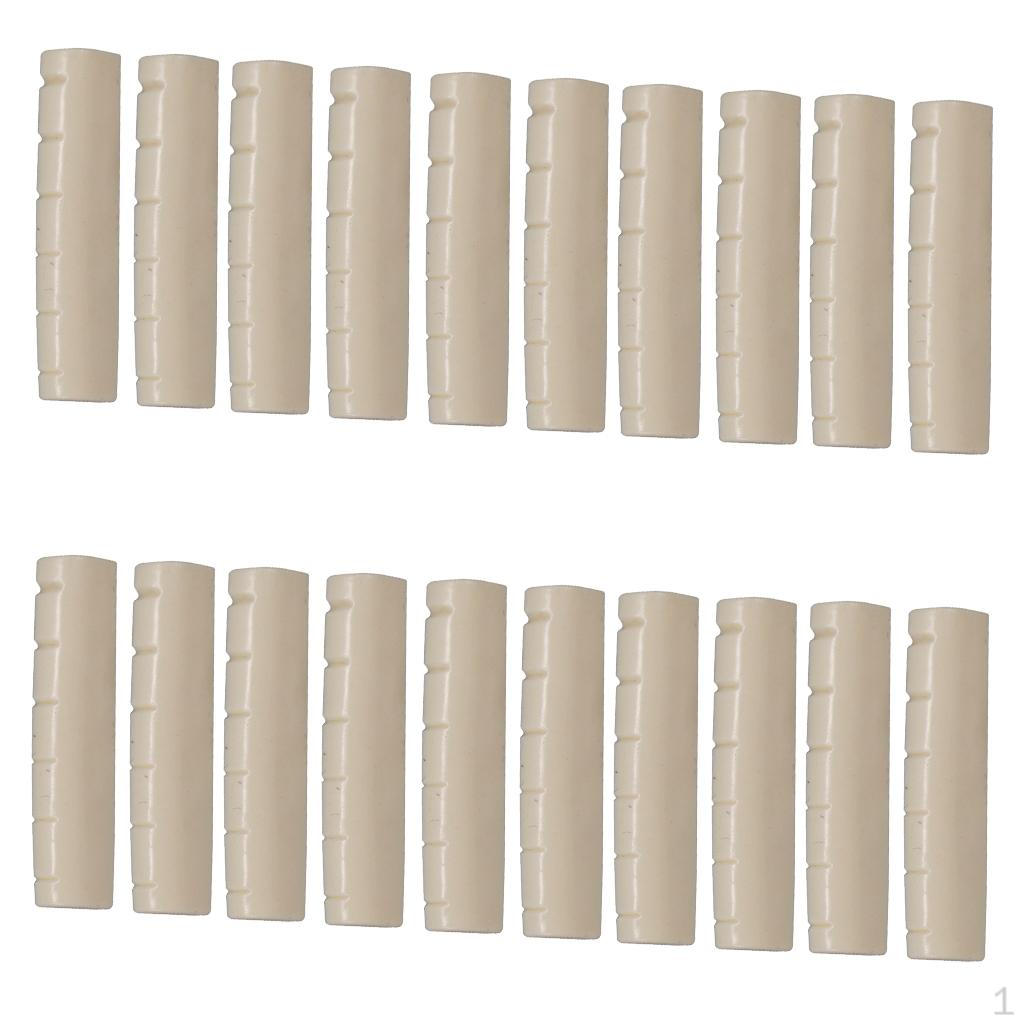 20Pcs Acoustic Folk Guitar Bridge Nuts 43x6x8.2mm Plastic Instrument Accs