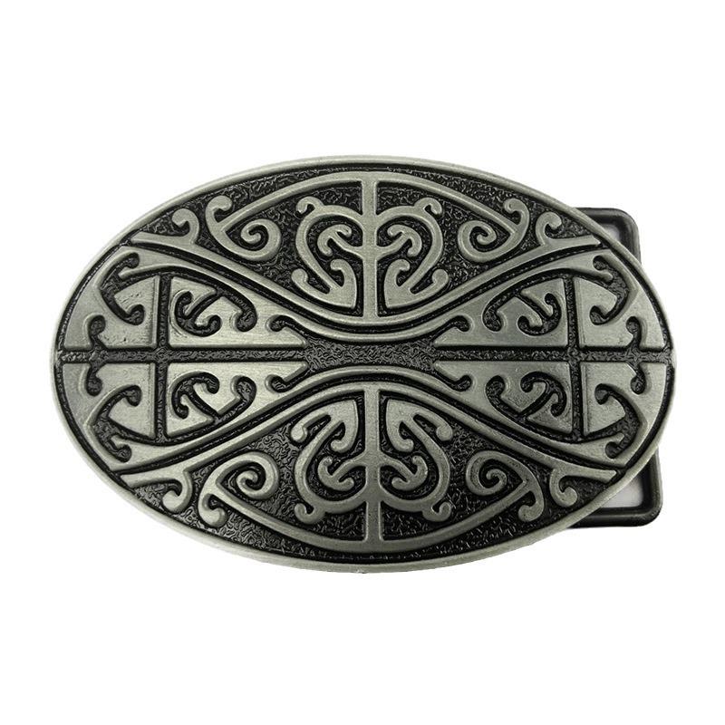 Celtic Knot Oval Black Leather Belt Buckle Fashion Accessory