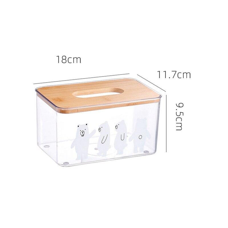 

Настольная коробка для бумажных полотенец Бытовая гостиная Бумажная коробка Настольный прозрачный бамбуковый чехол Контейнер для хранения салфеток Домашний инструмент M