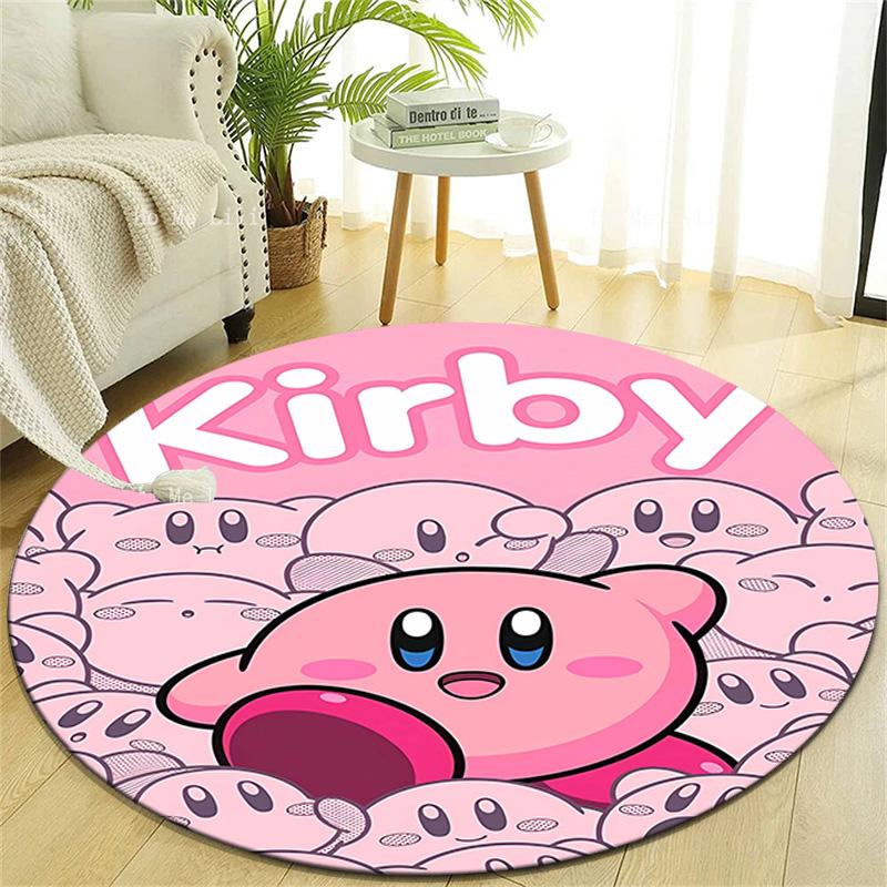 1pc Kirby1 Design Printed Area Round Carpet for Bedroom Living Room Home Decor Rugs Mat Non Slip Mat Rug for Bedside