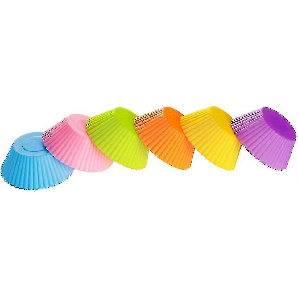 Mini Muffin Pan - Reusable Silicone Cupcake Molds 2in 24 Pack - Small Baking Cups Truffle Cake Pan Set Nonstick In 6 Colors